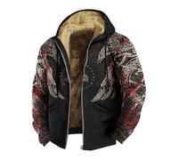 YOSUWOAI Viking Costume Men's Zip Hoodie Thick Pullover Sweat Jacket 3D Print Nordic Fleece Hooded Jacket Nordic Mythology Winter Jacket Viking Fleece Jacket Hoodie, Z03 Black, L