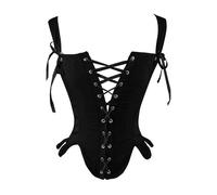 YOSUWOAI Women's Corset with Straps Corset Closure Front Corset with Lacing Corset Full Breast Corset Lace Corset Figure Shaping Tummy Control Crop Top Shapewear Party Club Tank Vest, O Black, XL