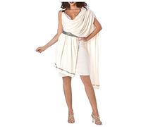 YOSUWOAI Women's Greek Goddess Costume Men's Greek King Gladiator Costume Toga Robe Ancient Roman Greek Mythology Party Dresses Costumes for Theme Party Halloween Cosplay, O White, XL