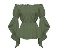 YOSUWOAI Women's Renaissance Costume Blouse Victorian Ruffle Blouse Off Shoulder Medieval Shirt Beer Clothing Blouse for Women Vintage Victorian Viking Shirt Blouse, P Green, XL