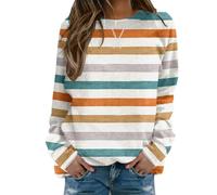 YOSUWOAI Women's Top Long Sleeve Checked Pattern Design Crew Neck Slip-On Shirt Casual Sweatshirt Soft Comfortable Long Sleeve Shirt Spring Autumn Checked Pullover Loose Blouse, S Multicolour, XL