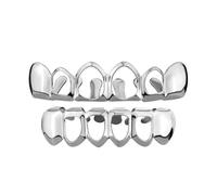 YOSZO 18K Gold Plated Vampire Teeth Grillz Grills for Your Teeth Removable Open Face Grillz Hip Hop Mouth Grills For Women Men Gift Halloween Party Photo Fancy Dress, M, metal, No Gemstone
