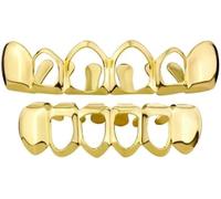 YOSZO 18K Gold Plated Vampire Teeth Grillz Grills for Your Teeth Removable Open Face Grillz Hip Hop Mouth Grills For Women Men Gift Halloween Party Photo Fancy Dress (Gold)