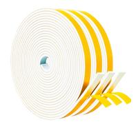 Yotache Draught Excluder Tape 3 Rolls 10mm Wide X 3mm Thick, Foam Insulation Sealing Gasket Tape for Doors, Sliding Door, Total 15m Long (3 X 5m Each)