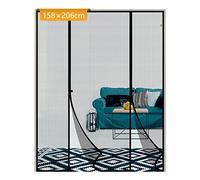 Yotache Fly Screen Door 158 x 206 cm, Reinforced Polyester Double Screen Curtain for Sliding Door French Door Keep Fly Bug Out, Black