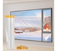 Yotache Window Insulation Kit 2.4m x 10m Long Indoor Window Shrink Film, POF Insulating Shrink Film for Windows, Draught Excluder Waterproof Dust Proof, Transparent