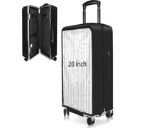 Yotako Double Zippered Transparent PVC Suitcase Cover Fits for Suitcase 20 24 26 28 30 Inch, 60%clear 40%black, 20", Elastic Zipper