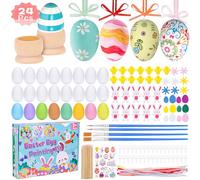 Yotako Easter Egg Decorating Kit, 24Pcs Plastic Easter Eggs, Easter Egg Decorations Easter Crafts Activities Home Kids, Plastic Eggs to Decorate with Box for Easter Gifts for Kids