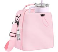 Yotako Insulated Lunch Bag for Men Women-Lunch Box Fits 40/30oz Stanley Cups, Leakproof Cooler Tote With 2 Metal Hooks, Side & Interior Mesh Pockets, Adjustable Strap for Work, Travel, Picnics (Pink)