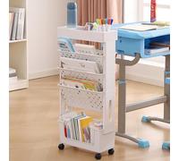 YOTATING Mobile Bookshelf with Wheel, Large Capacity Book Rack Magazine Cart Kids Movable Storage Bookcase with 5 Layers for Home, Classroom, School, Office, Dorm, White