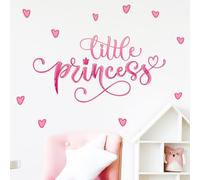 Yotdmk Pink Heart Little Princess Wall Sticker for Bedroom Living Room Girls Room Background Wall Decor Baby Nursery Kids Room Playroom Wall Decals Home Decorative Sticker Office Wallpaper