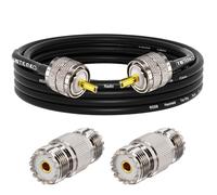 YOTENKO CB Antenna Cable 10ft - RG58 Coaxial Cable PL259 Male to Male, 50 Ohm Coax with 2PCS SO239 to SO239 Coax Adapter for CB Radio, Ham Radio, Antenna, SWR Meter