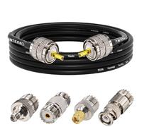 YOTENKO Ham Radio Coax Cable 50 Ohm, RG58 Coaxial Cable 10FT, PL259 Male to Male Coax + UHF SO239 Female to SMA/UHF/BNC Adapter 4-Pack,for CB,Amateur,Ham Radio,Two-Way Radio,SWR Meter