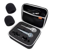 YOTESO Dual Microphone Case with Windscreen for Shure SM58/SM57/PGA48/BETA 58A, Shure SM58 Cover with Pop Filter, Protective Carrying Bag for Dynamic Vocal Microphones-Only Case and Windscreen