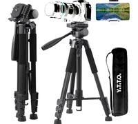 YOTETION 60" Aluminum Phone & Camera Tripod, Extendable Cell Phone Tripod Stand Compatible with iPhone/Android/Action Camera is Perfect for Live Streaming/Video Recording/Selfies
