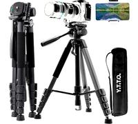 YOTETION 67” Camera Tripod, 170cm Call Phone Tripod,Aluminum Heavy Duty Tripod Stand for Canon Nikon with Carry Bag and Phone Holder, Cell Phone Tripod with Wireless Remote and Phone Holder