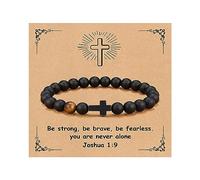 YOTHIWAD Christian Bracelet, Natural Stone Bracelet with Inspirational Card, Faith Cross Bracelet for Men Women