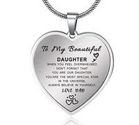 YOTHIWAD Daughter Necklace From Mum Dad, To My Daughter Necklace,Inspiration Heart Pendant Necklace Birthday Graduation Gifts from Mum Dad(Silver), (TXS1001)