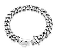 YOTHIWAD Dog Chain Collar Stainless Steel with Secure Snap Buckle,Cuban Link Chain, Stainless Steel Strong Heavy Duty Chew Proof Walking Training Collar for Small Medium Large Dogs(22INCH)