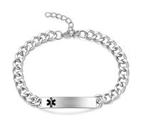 YOTHIWAD Medical Alert Bracelets for Men, Strong Durable Stainless Bracelet Medical Id Bracelets with Free Laser Engraving,Adjustable Wristband Dual-Side Engraving(CUSTOMIZE)