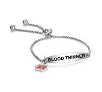YOTHIWAD Medical Alert Bracelets for Women,Medical Id Bracelets with Free Laser Engraving,Satinless Steel Adjustable Wristband Bracelets Dual-Side Engraving