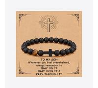 YOTHIWAD To My Son Bible Bracelets Inspirational Cross Bracelet to Son Personalized Gifts to Son from Dad Mom Adjustable Bracelet, 9 Inch, Stone, no gemstone