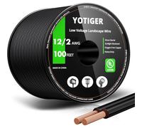YOTIGER 12 Gauge Low Voltage Landscape Wire 100FT, 12/2 Low Voltage Landscape Lighting Wire, 12AWG 2 Conductors Copper Wire Direct Burial Electrical Wire for Accent, Path, Spot Lights, UL Listed