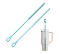 YOTIME Silicone Straw Cleaner Brush, 2Pcs Reusable Straw Brush Extra Long for Cleaning Tumbler with Handle and Glass Metal Smoothie Straws, Non-slip Handle Soft and Bendable, 6mm+9mm, Blue