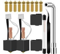 YOTINO 2 pcs Kobra S1 Hotend, 35-Piece Set with 0.2/0.4/0.6mm Nozzles, Silicone Socks and Nozzle Cleaning Tools, Compatible with Kobra S1/Kobra S1 Combo 3D Printer