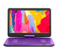 Yoton 17.5" Portable DVD Player with 15.5" HD Swivel Screen for Car and Kids, 4-6 Hours Working Time with Built-in Battery, Dual Stereo Speakers, USB/SD/AV/Audio Support [Not Support Blu-Ray] (Purple)