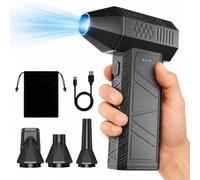 YOTON Compressed Air Duster, 110000RPM Rechargeable Electric Air Blower | 3-Speed Airflow, 2*2500mAh Battery, USB-C Charging, LED Light, 4 Nozzles & Bag, For Keyboard, PC, Electronics, Car & Home