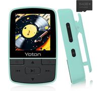 Yoton MP3 Player with Bluetooth 5.2, 64GB Storage, Mini Size, HiFi Music, with Sports Clip, Independent Volume Control, FM Radio, Includes Headphones (Green)
