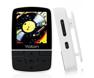 Yoton MP3 Player with Bluetooth, Max 64GB, HiFi, White, TF Card Required | FM Radio, Independent Volume Control, Earphones Included
