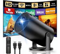 Yoton Projector for Bedroom Built-in Apps, 18000 Lumens, 4K/1080P Support | Wi-Fi 6 & Bluetooth 5.4, Auto Keystone Correction, Wireless Screen Mirroring for iOS/Android, HDMI/TV Stick/USB/PC, Black