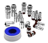 YOTOO 19pcs 1/4" BSP Euro Air Fitting Air Line Connectors Metal Quick Connectors Air Coupler and Plug Set