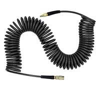 YOTOO Air Compressor Hose Polyurethane Recoil 15m Long 6mm ID x 9.5mm OD with Bend Restrictor, 1/4" Europe Quick Coupler and Plug, Gray