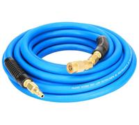 YOTOO Heavy Duty Rubber Air Hose 3/8-Inch by 25-Feet, 300 PSI Air Compressor Hose with 1/4" Industrial Swivel Solid Brass Quick Coupler, Plug and Bend Restrictors, Blue