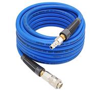 YOTOO Hybrid Air Hose 10m Long 6.5mm ID X 12mm OD 300 PSI with 1/4-Inch Europe Steel Quick Coupler Fittings and Bend Restrictors for Heavy Duty, Lightweight, Flexible at All Weather Use, Blue