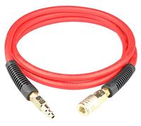 YOTOO Hybrid Lead-in Air Hose 1/4-Inch by 6-Feet 300 PSI Heavy Duty, Lightweight, Kink Resistant, All-Weather Flexibility with Bend Restrictors, 1/4" Industrial Quick Coupler and Plug, Red