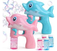 YOTOY 2 PCS Bubble Gun Toys for 3-8 Year Old Kids: Dolphin Bubble Machine Gifts for 3 4 5 6 7 8 Years Old Toddlers Birthday Party Toy for Babies Boy Bubble Blower Makers for Wedding Outdoor Activity