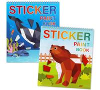 YOTOY Gifts for Kids 3-8 Year Old: Sticker Books for Kids 2PCS Sticker Painting Book by Number Toys for 3 4 5 6 7 8 9 10 Year Old Toddlers Boys Toy Presents Age 6-12 Reusable Stickers Art Craft Kit