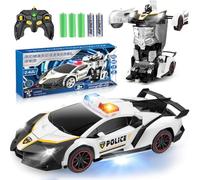 YOTOY Toys for 3-8 Year Old Boys: Transforming Remote Control Police Car Toys Gifts for Boys Age 3 4 5 6 7 8 9 10 Birthday Presents Toy for Kids Ages 3-8 Transforming RC Car Robot Toy