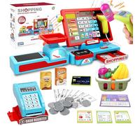 YOTOY Toys for 3-8 Year Old Kids: Shopping Till Cash Register for Toddlers Kid Shop Role Play Toy Till with Scanner and Sounds Gifts for 2 3 4 5 6 Years Old Girls Boys Educational Game Pretend Playset