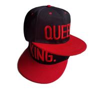 Yotselid 2 Pcs Embroidered King Queen Baseball Cap Snapback for Men Women Outdoor Groom Wedding Gifts for Loves Couples Adjustable(Red)