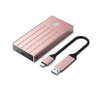 Yottamaster 10Gbps RGB NVMe Enclosure with Heatsink, USB3.2 Type C Gaming SSD Caddy Support UASP and TRIM for M Key/B&M Key 2280/2260/2242/2232 NVMe SSDs-Rose Gold