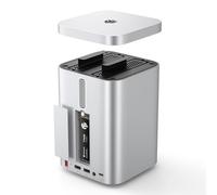 Yottamaster 2 Bay Hard Drive Enclosure,10Gbps USB C RAID Enclosure with NVMe SSD Slot, SD/TF Card Reader, 5 USB Ports, Supports 3.5" 2.5" SATA HDD/SSD+M.2 SSD up to 56TB, Aluminum Case+Fan [HSD10]