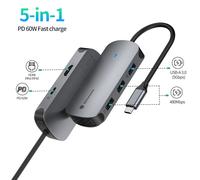 5/6 in 1 Multiport USB-C Hub Type C USB 3 4K HDMI Adapter PD 100W Using Aluminum