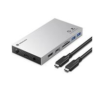 Yottamaster Aluminum USB C Hub with M.2 NVMe SSD Enclosure, 10-in-1 USB C Docking Station 10Gbps for NVMe PCI-E M.2 SSD, Support 100W Charging, 4K HDMI, RJ45, 4 USB Ports, SD/TF Card Reader - Silver