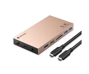 Yottamaster Aluminum USB C Hub with M.2 NVMe SSD Enclosure, 10-in-1 USB C Docking Station 10Gbps for NVMe PCI-E M.2 SSD, Support 100W Charging, 4K HDMI, RJ45, 4 USB Ports, Audio, SD/TF Card Reader