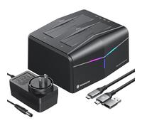 Yottamaster Hard Drive Docking Station Dual Bay USB 3.0 Aluminium Hard Drive Docking Station Offline Cloning for 2.5 & 3.5 Inch SATA HDD SSD with Type A/C Cable (KA200-C)